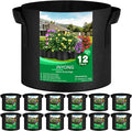 12-Pack 10 Gallon Thickened Non-Woven Grow Bags, Aeration Fabric Pots with Handles