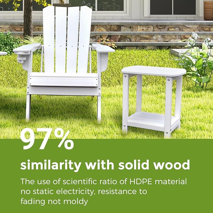 Adirondack Square Outdoor Side Table,2-Tier Storage Patio Side Table, HDPE End Tables for Backyard Pool Porch Garden Lawn