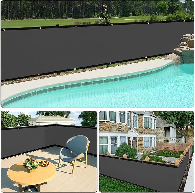 UPGRADE Privacy Fence Screen 5'x39' Dark Grey Outdoor 90% Visibility Blockage 170 GSM Mesh Shade Cover Panels for Backyard,Balcony,Home Decoration with Zip Ties,Customized Avaliable