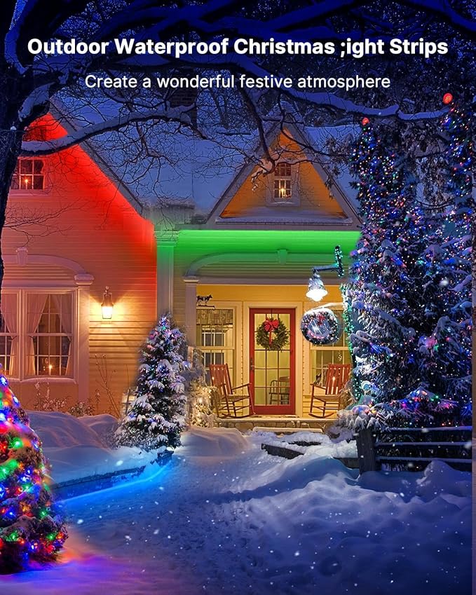 100FT Outdoor LED Strip Lights Waterproof (2 Rolls of 50ft) IP65 Led Strip Lights with Remote, RGB Color Changing Christmas Rope Lights for Outside