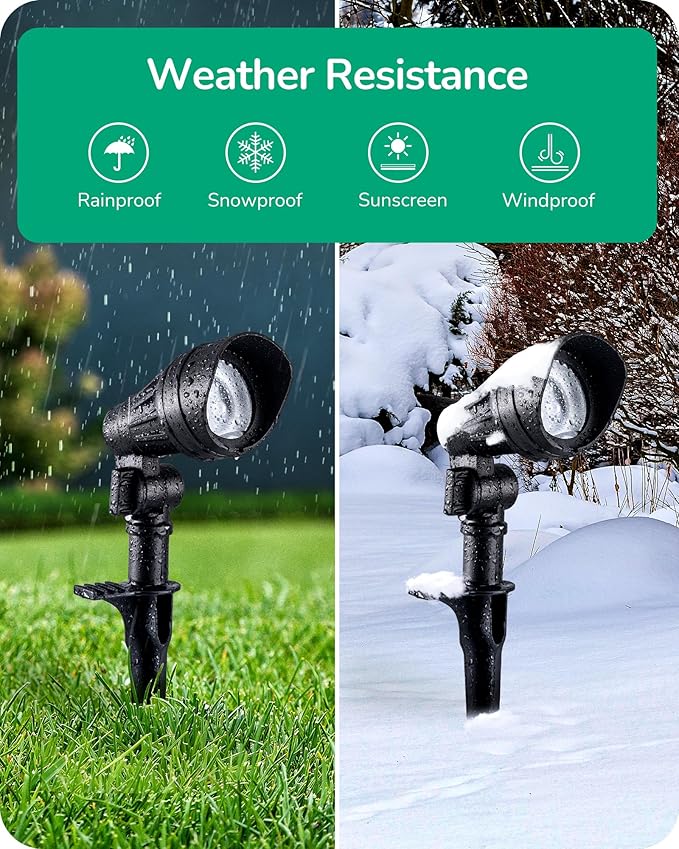 EDISHINE Low Voltage LED Landscape Lights with 35° Beam Angle, 3.2W 240LM 3000K Outdoor Landscape Lighting, CRI 80, Waterproof SpotLights for Trees, House, Yard, Garden, ETL Listed, 4 Pack
