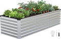 INNO STAGE 8x3x2ft Galvanized Raised Garden Bed, Raised Garden Bed Kit-Metal Planter Box Outdoor, Planting for Vegetables, Fruits, Herbs, Flowers, Silver