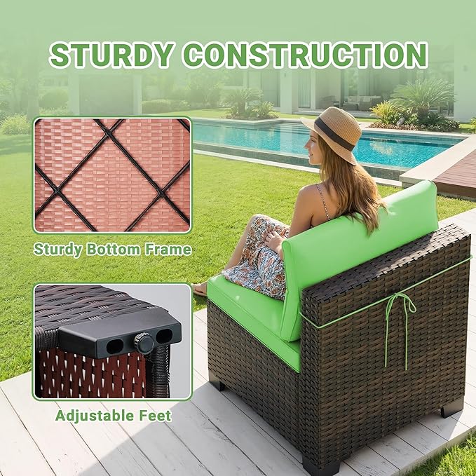 LEVELEVE 7 Pieces Outdoor Patio Furniture Sets,Rattan Conversation Sectional Set,Manual Weaving Wicker Patio Sofa with Tea Table