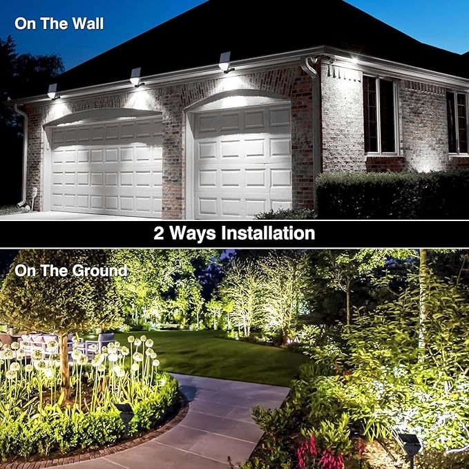 T-SUN Solar Lights Outdoor Waterproof IP65, 6 Pack LED Solar Spot Lights Color Changing IP65 Waterproof Smart Auto On/Off for Outside Landscape Garden Yard Lawn Pathway Patio Driveway