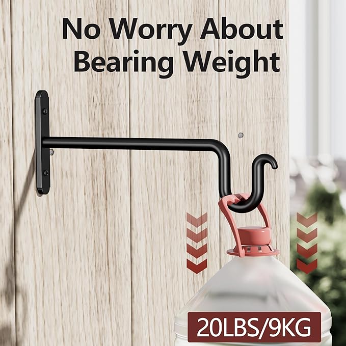 Hanging Plant Brackets 10 Inch - 2 Pack Plant Hanger for Hanging Plants, Plant Hook for Hanging Bird Feeders, Flower Baskets, Wind Chimes, Lanterns, Indoor or Outdoor.