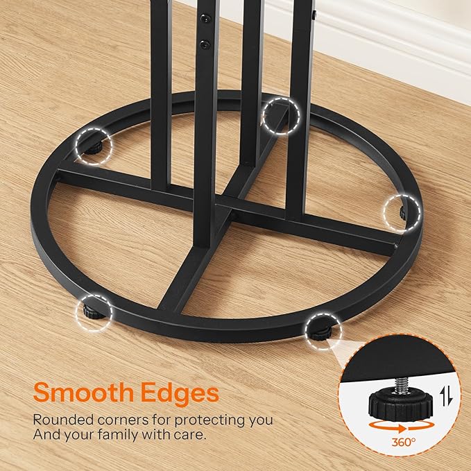 HOOBRO Bar Table, 23.6-Inch Round Pub Table, Frosted Glass Cocktail Table with Sturdy Iron Frame & Adjustable Feet, Modern Small Coffee for Home Bar, Kitchen, Living Room, Outdoor, Black BK96BT01