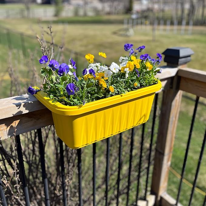 Apollo Exports International 20" Adjustable Railing Planter, Yellow