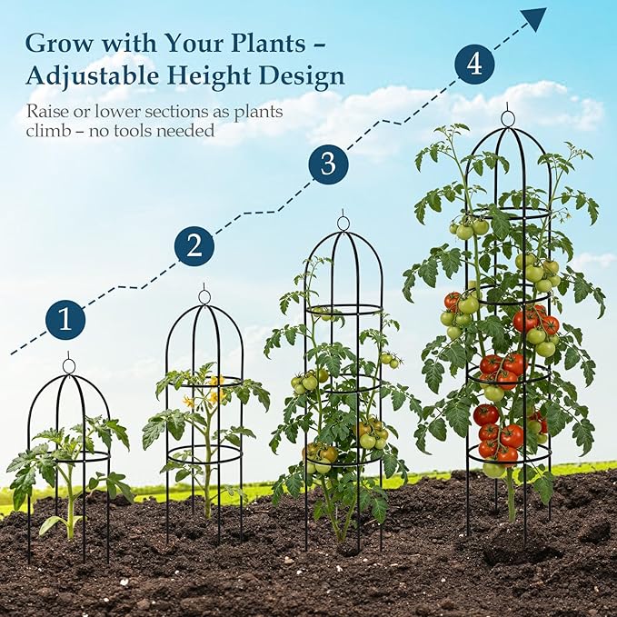 100% Metal 6.6ft Obelisk Trellis for Climbing Plants Outdoor 2PK, Garden Tower Trellis for Potted Plants Indoor with Twist Tie and Butterflies, Plant Support for Clematis Tomato Cucumber