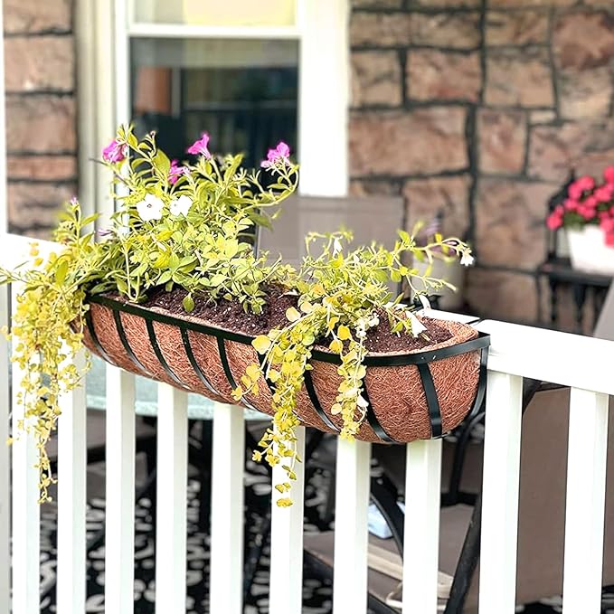 Coco Liners for Planters - 4 Pack 24 Inch Trough Coconut Liners for Planters, Window Box Coco Liners, 100% Natural Coconut Fiber Liners for Wall Hanging Basket, Window Box, Fence Baskets