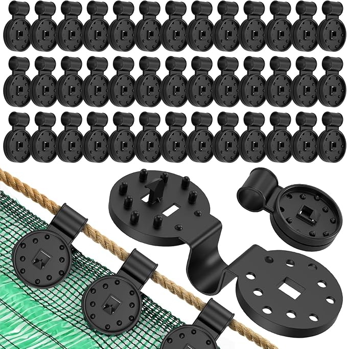 Heavy Duty Round Shade Cloth Clips 40 Pcs - Plastic Garden Net Clamps for Shade Cloth for Garden, Tarp Clips Heavy Duty, Anti Bird Netting, Sun Shade Sail, Windproof Awning Clamp