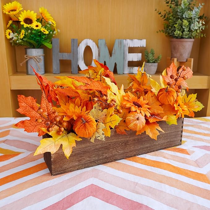 Winlyn Rustic Wooden Planter Box 17.3" L x 3.9" W x 3.9" H Brown Rectangular Planter Decorative Wood Box with Removable Plastic Liner Window Box for Farmhouse Wedding Home Garden Table Centerpiece.