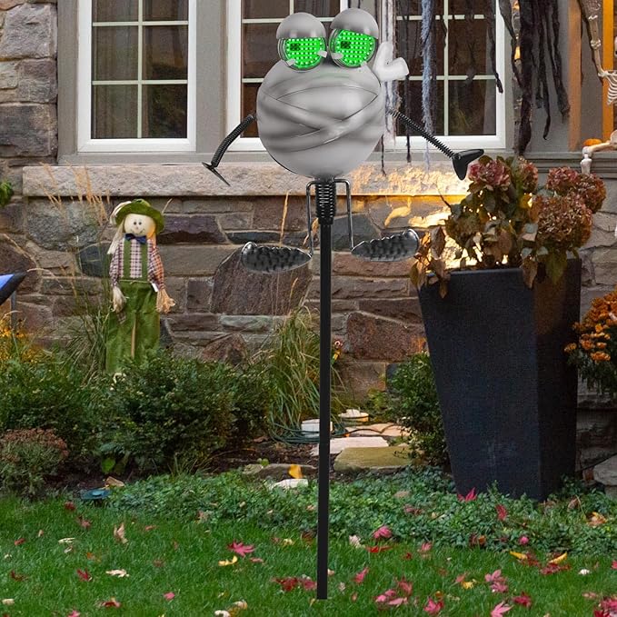 Halloween Pathway Lights 38.2" with Realistic Eye Movement, Mummy Halloween Lawn Stakes for Cute Outdoor Decorations with Solar Eyeball Lights