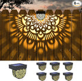 6 Pack Solar Fence Lights Outdoor Wall Lights Black Plastic Solar Powered Deck Step Stair Lights Mandala Theme Waterproof Fence Solar Light for Garden Post Patio Backyard Yard Decor