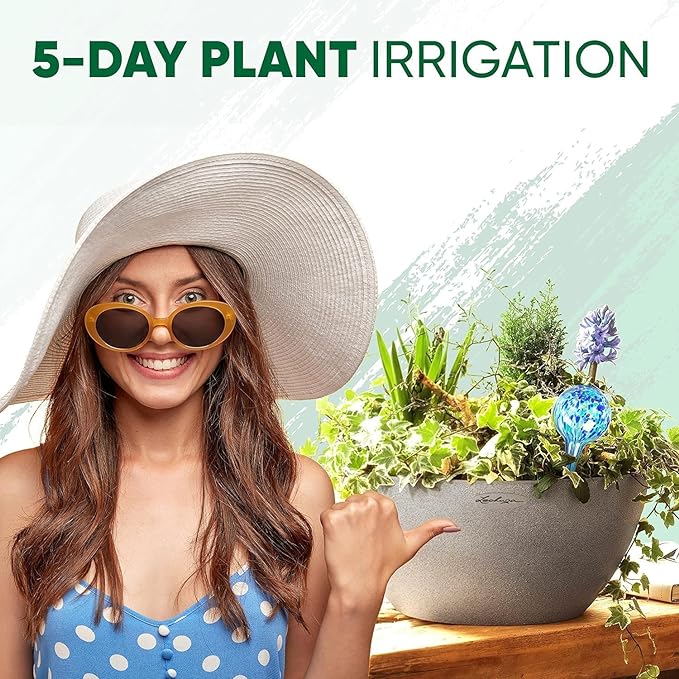 Plant Watering Globes Set of 6 - Small Glass Self Watering Bulbs Up to 5 Days of Irrigation - for Indoor & Outdoor Plants - Multicolor, Automatic, Glass Watering Bulbs for Daily Use, Watering Devices