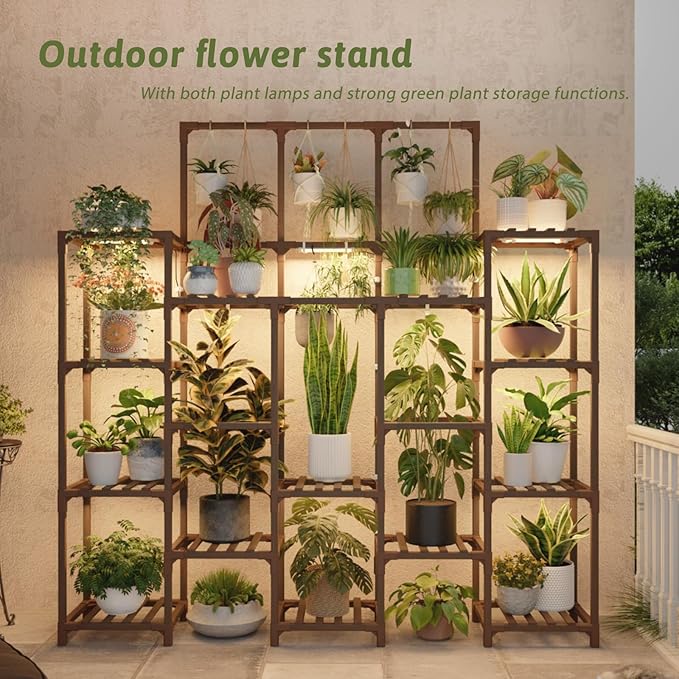 Plant Stand Indoor with Grow Light 14 tiers Large Plant Shelf for Indoor Plants Display Heavy Duty Plant Rack for Living Room Patio Decor