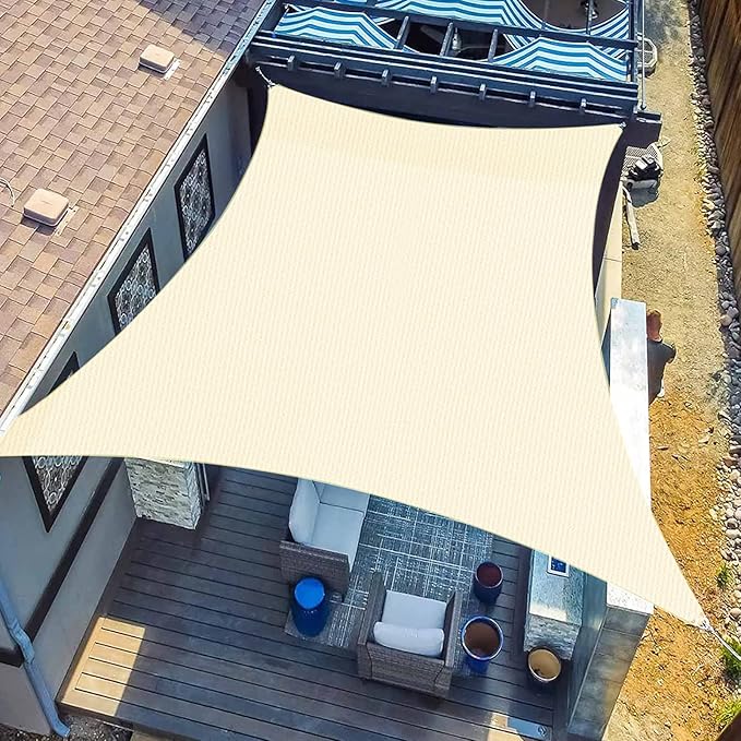 SUNLAX Custom Size 8' x 19' Beige Sun Shade Sail Canopy Commercial Rectangle Sail Shade Fabric for Patio Garden Backyard Pool (Customized)