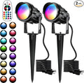 Halloween Christmas Outdoor Spotlights,12W RGBW Colors Changing Landscape Spotlight with Remote Control, IP65 Waterproof 110V LED Spotlight Indoor with US Plug for Yard Garden House (2Pack)