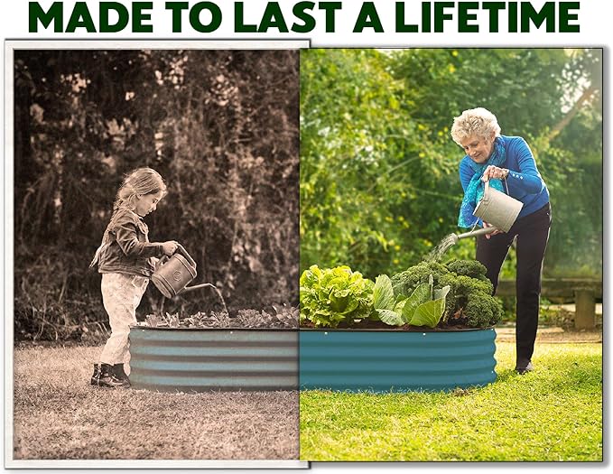 Plant & Plot Galvanized Raised Garden Beds Outdoor // 6×3×1 ft (2-Pack) Planter Raised Beds for Gardening, Vegetables, Flowers // Large Metal Garden Box // Patented Tool-Free Design (Turquoise)