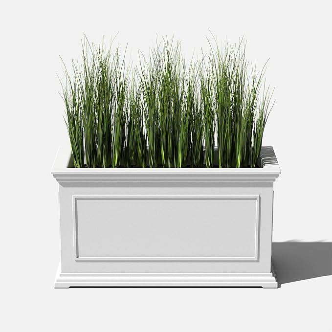 Veradek Brixton Series Long Plastic Planter - Large Planter Box for Indoor or Outdoor Patio/Balcony | Durable All-Weather Use with Drainage Holes | Classic Estate Design for Flowers, Trees, Shrubs
