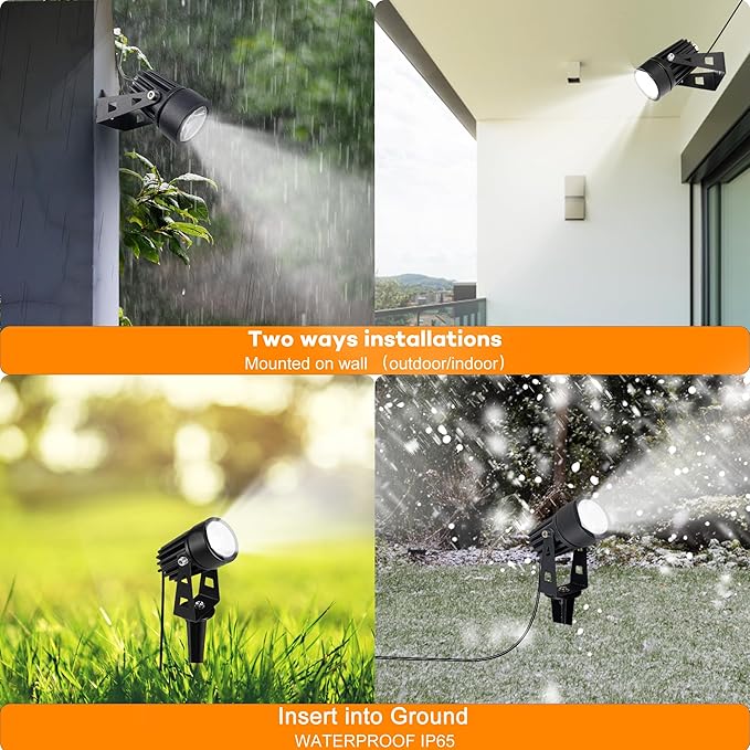 SUNLONG Solar Lights Outdoor Waterproof Solar Powered Spot Lights Aluminum Casting Landscaping Spotlight for Garden Yard Tree Uplight Downlight （Natural White）