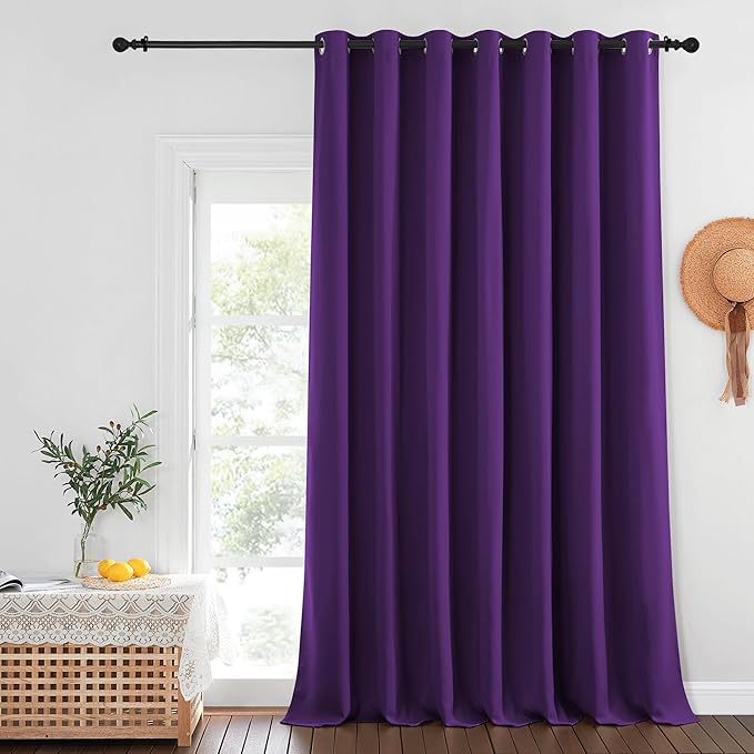 NICETOWN Privacy Room Divider Curtain Thermal Blackout Curtain for Patio Door, Living Room, Bedroom Partition and Shared Office Space, 1 Grommet Panel, Royal Purple, 100 inch x 108 inch Long