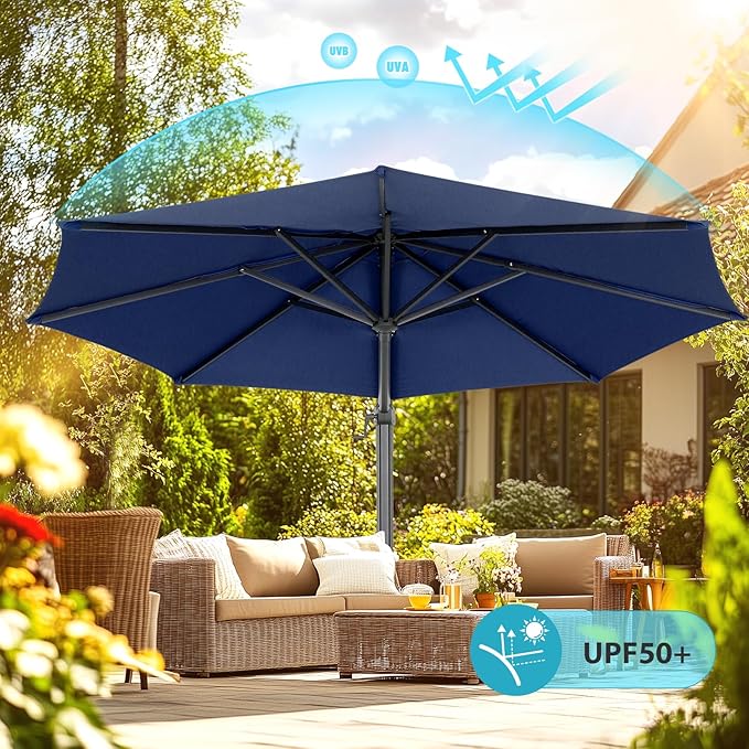 HOTEEL10x10ft Patio Umbrella Cantilever Umbrellas - Upgrade and Intensify - 360 Rotation and 5 Angles Adjustment - Aluminum Offset Pool Umbrella Outdoor Umbrellas for Patio Garden Pool
