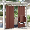Easy-Going Linen Look Outdoor Curtains Waterproof Windproof Porch Curtains, Soft Thicken Outdoor Privacy Curtains for Patio, Gazebo, Grommet Top and Tab Bottom Drape, 1 Panel, 110x120 inch, Terra Red