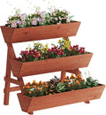 3-Tiers Wooden Raised Garden Bed,Wood Planter Box for Vegetable,Flower Rack,Flower Pot Stands,Indoor Outdoor Gardening Planting Beds (Brick red, Large)