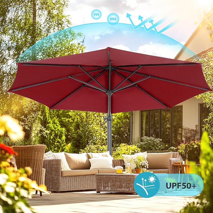 HOTEEL10x10ft Patio Umbrella Cantilever Umbrellas - Upgrade and Intensify - 360 Rotation and 5 Angles Adjustment - Aluminum Offset Pool Umbrella Outdoor Umbrellas for Patio Garden Pool