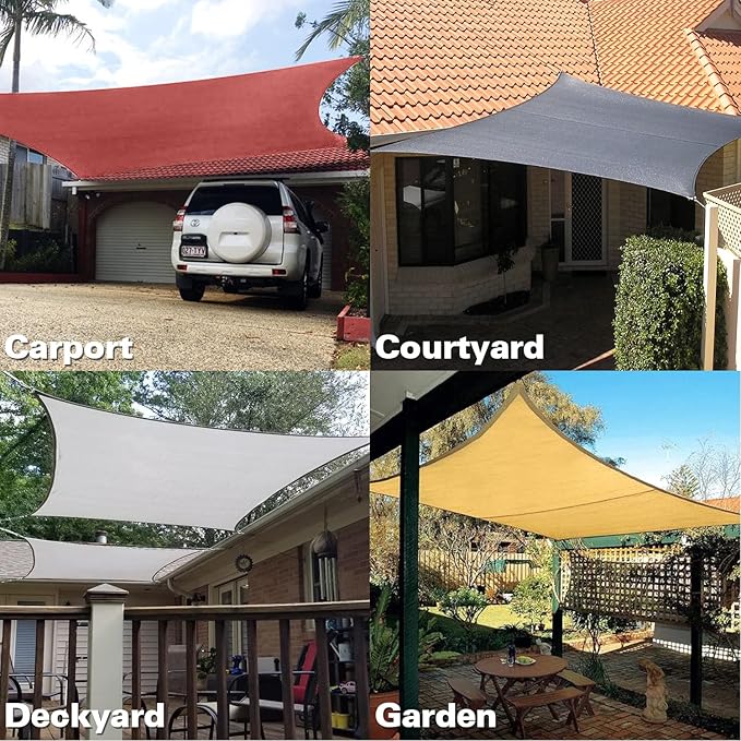 KANAGAWA 22'X24' Cream Custom Size Sun Shade Sail Rectangle UV Block Canopy Cover for Patio Backyard Lawn Garden Outdoor (Customized Available)