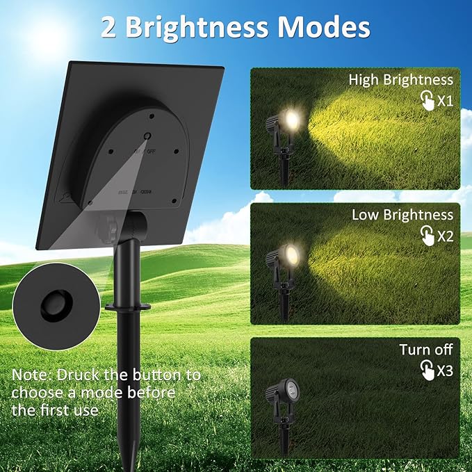 T-SUNUS Solar Christmas Spotlight Outdoor Warm White 3000K, 4-in-1 Spot Lights IP65 Waterproof 9.8ft Cable 5W Separated Panel, Auto On/Off for Garden Flag Tree Patio Yard Driveway Pathway Halloween