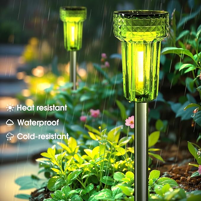 St Patricks Day Decorations Solar Pathway Lights Outdoor,Green Solar Lights LED Waterproof, St. Patrick's Day Solar Lights Auto Dusk-to-Dawn for Yard, Path, Garden, Walkway, Landscape 8 Pack