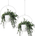 2 Pack Hanging Planters for Indoor Outdoor Plants Modern Metal Plant Hangers, Wall and Ceiling Hanging Plants Baskets Mid Century Minimalist Flower Pots Home Decor (White)