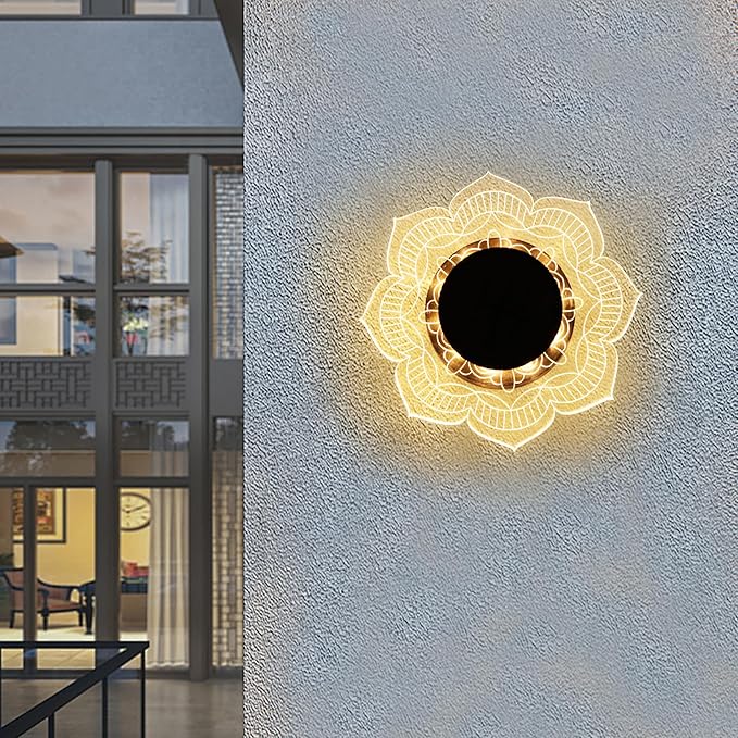 Roaming Acrylic Petal Bury Light 3-Pack Suitable for Gardens, Courtyards, Terraces, Corridors, Alleys, and Pedestrian Walkways (Lotus)