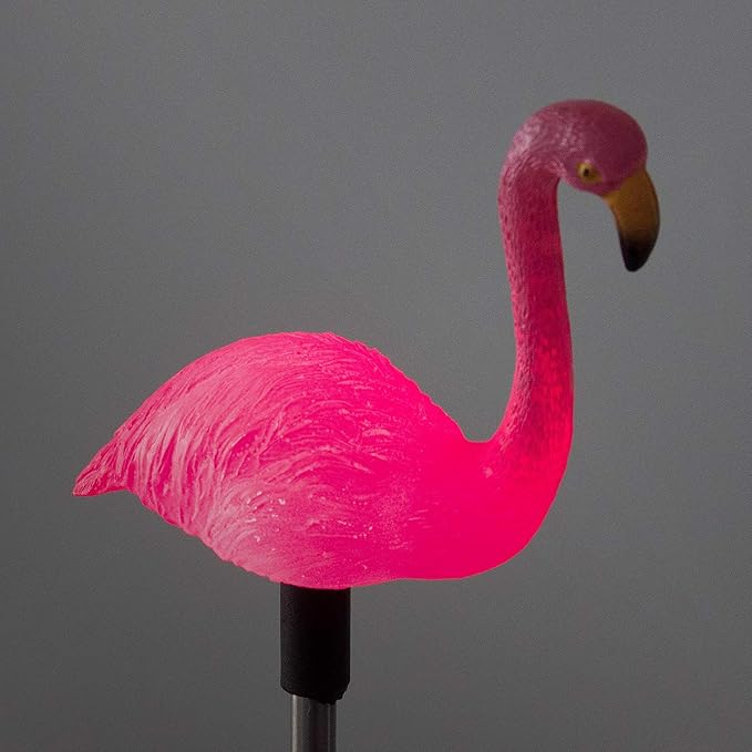 Solar Garden Stake Lights with Color Changing LED or Regular White LED Landscape Path Lights (Set of 2) (Flamingo)