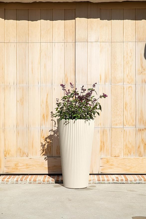 Veradek Demi Series Tall Planter for Porch, Patio, Backyard | Durable Plastic-Stone Composite Material | Modern Décor for Tall Plants, Grasses