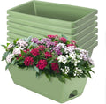 Window Box Planter, 7 Pack Plastic Vegetable Flower Planters Boxes 17 Inches Rectangular Flower Pots with Saucers for Indoor Outdoor Garden, Patio, Home Decor