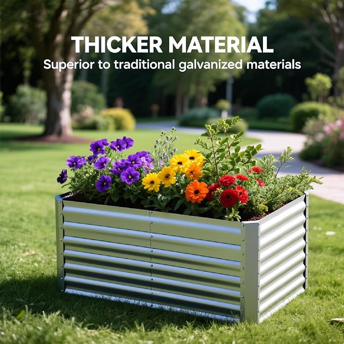 4X2X2ft (1 Pack) Galvanized Raised Garden Bed,Outdoor Planter Box Metal Patio Kit Planting Bed for Vegetables Flowers Herb