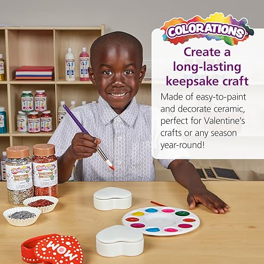 Colorations Decorate Your own Ceramic Heart Boxes, Set of 6