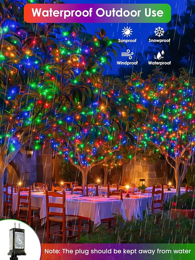 66Ft 200 LED RGB Color Changing Christmas Fairy Lights Plug in, Waterproof String Lights with Remote for Outdoor & Indoor, 24 Colors Twinkle Lights with Timer for Girl's Room Christmas Decorations