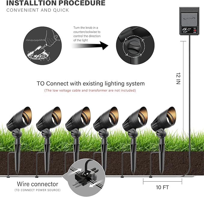 Malibu 50 Watt Floodlight Landscape Lights Outdoor Spotlight Waterproof Path Light Low Voltage Lighting with Spike Stand for Garden, Yard, Pathway, Lawn, Driveway Outdoor Lighting 8301-9601-01