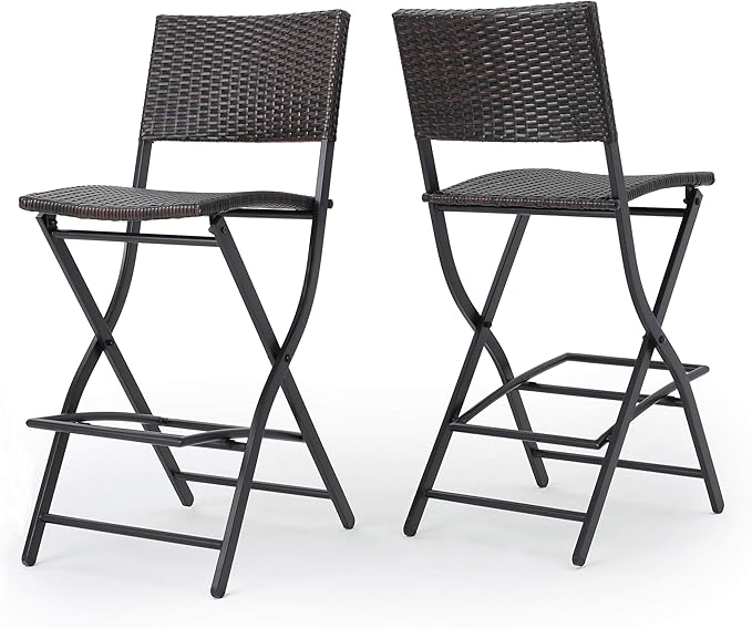 Christopher Knight Home Margarita Outdoor Wicker Barstools, 2-Pcs Set, Multibrown