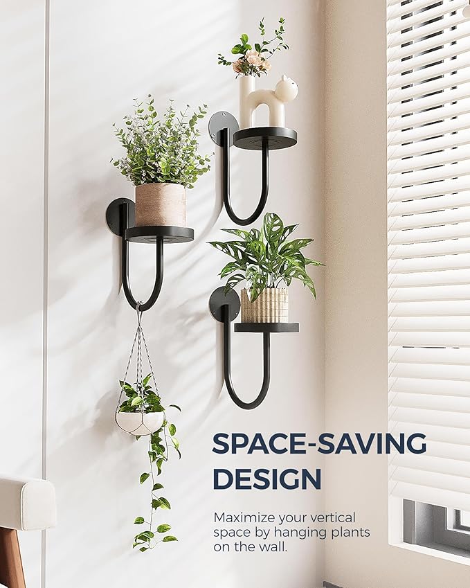 Bamworld Hanging Planters for Indoor Plants Wall Plant Holder Plant Hanger Indoor Wall Planters Window Plant Shelves Hanging Plant Holder Window Plant Hanger Plant Decor Black 3pcs