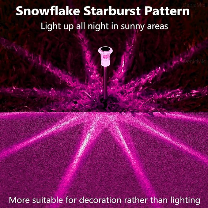 DenicMic Solar Lights Outdoor 10 Pack Waterproof Pink LED Stainless Steel Stake Outside Lights for Yard Pathway Garden Driveway Walkway Landscape Path Lighting Mothers Day Gifts for Mom