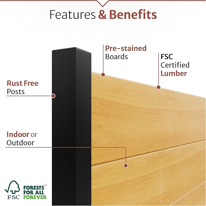 5ft H x 3.2ft W (1 Panel) No Dig Enclo Fairmont Cedar Wood Privacy Screen, Great to Hide Trash Cans, Decorative Patio Privacy Screen, Outdoor Privacy Fence Panel, Air Conditioner Fence, EC18043