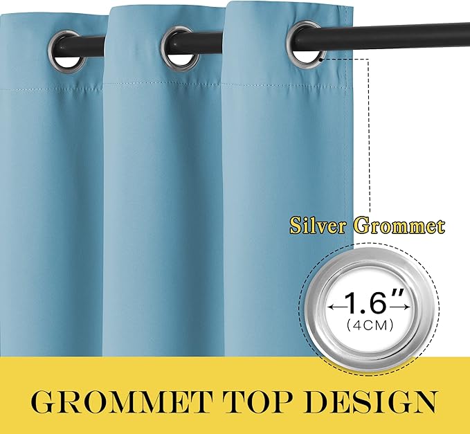 NICETOWN Blackout Curtains 72 inches Long, Grommet Privacy Window Treatment Thermal Insulated Room Darkening Sliding Glass Door Drape for Bedroom Living Room, 1 Panel, W100 x L72, Teal Blue