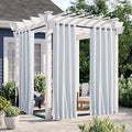 NICETOWN 2 Panels Outdoor Curtains with Grommet & Back Tab on top and Bottom for Patio Waterproof, Windproof Privacy Cold & Heat Blocking for Cabana/Gazebo with Fixed Rope, W46 x L80, Greyish White