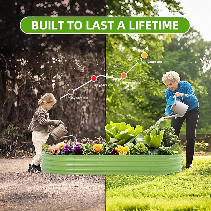 Galvanized Raised Garden Bed, 8x4x1 FT Thickening Planter Boxes Outdoor, Raised Beds for Gardening, Easy Assembly Large Garden Bed for Vegetables, Fruits, Flowers (2-Pack)