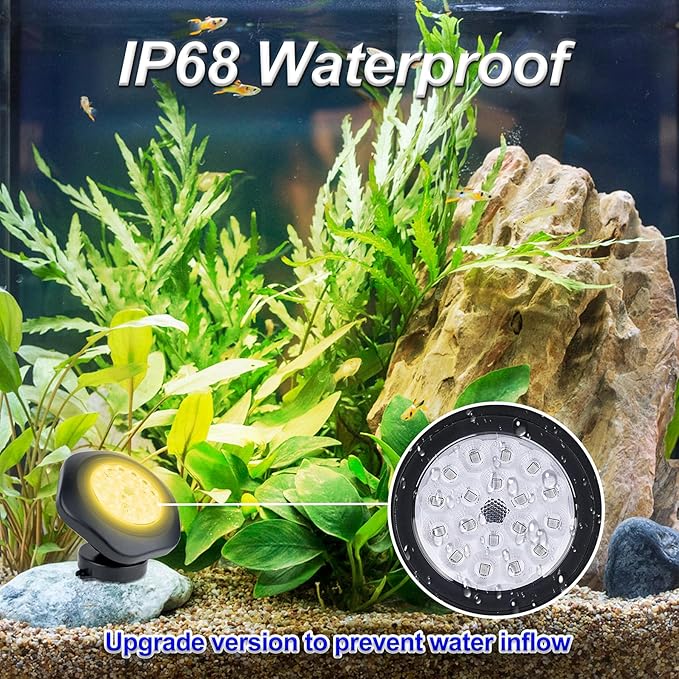 Solar Pond Lights,3000K Warm White LED Underwater Submersible Fountain Light,IP68 Waterproof Landscape Spotlights Lighting for Fish Aquarium Tank Garden Yard Pond Pool Decor(3-in-1)