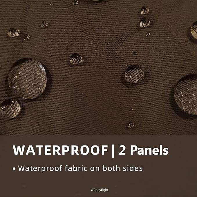 Waterproof Outdoor Curtain W105 x L108 - Grommet Top Sunlight Blocking Window Treatment Drapes Blackout Curtains for Home Bedroom Living Room Outdoor Patio Porch Pergola Cabana Gazebo (2 Panels)